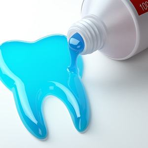 spilled toothpaste in the shape of a tooth 